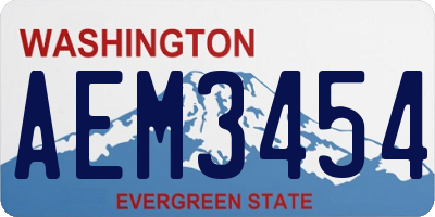 WA license plate AEM3454