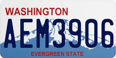 WA license plate AEM3906