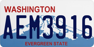 WA license plate AEM3916