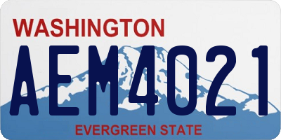 WA license plate AEM4021