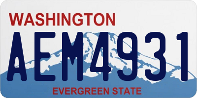WA license plate AEM4931