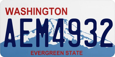 WA license plate AEM4932