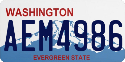 WA license plate AEM4986