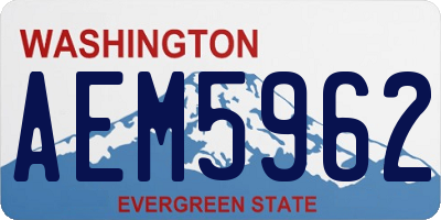 WA license plate AEM5962
