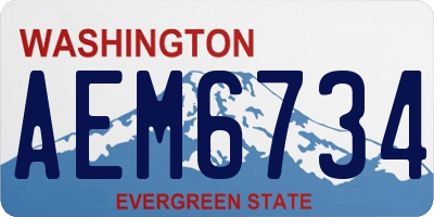 WA license plate AEM6734