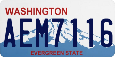 WA license plate AEM7116