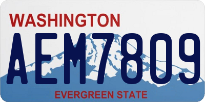 WA license plate AEM7809