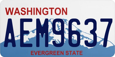 WA license plate AEM9637