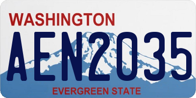 WA license plate AEN2035