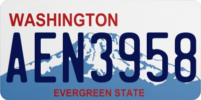WA license plate AEN3958