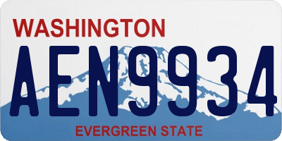 WA license plate AEN9934