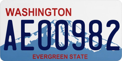 WA license plate AEO0982