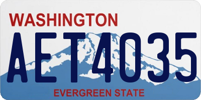 WA license plate AET4035