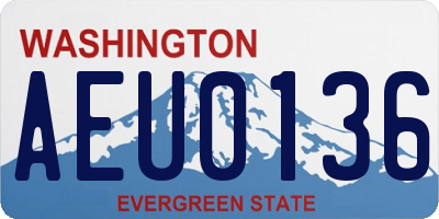WA license plate AEU0136