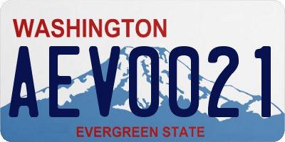 WA license plate AEV0021
