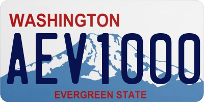 WA license plate AEV1000