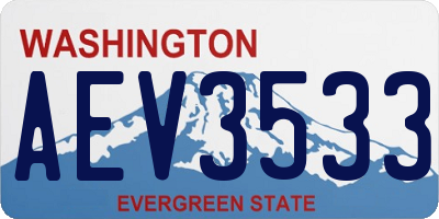 WA license plate AEV3533