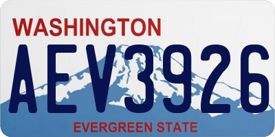 WA license plate AEV3926