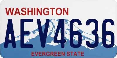 WA license plate AEV4636