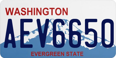 WA license plate AEV6650