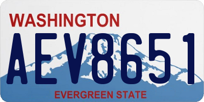 WA license plate AEV8651