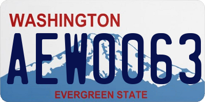 WA license plate AEW0063