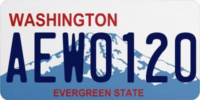 WA license plate AEW0120