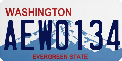 WA license plate AEW0134