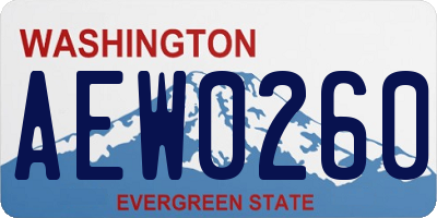 WA license plate AEW0260