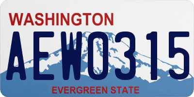 WA license plate AEW0315