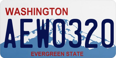 WA license plate AEW0320
