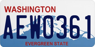 WA license plate AEW0361