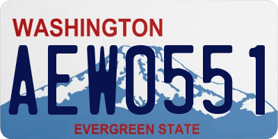 WA license plate AEW0551
