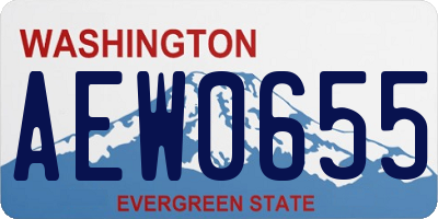 WA license plate AEW0655