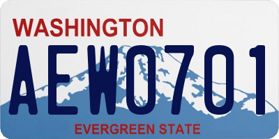 WA license plate AEW0701