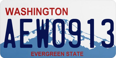 WA license plate AEW0913