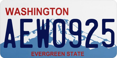 WA license plate AEW0925