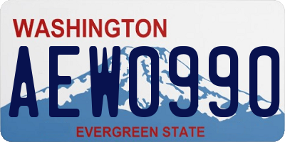WA license plate AEW0990