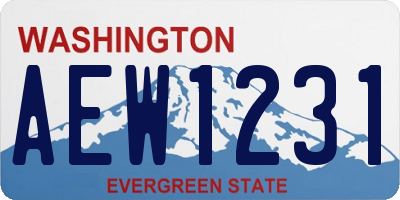 WA license plate AEW1231
