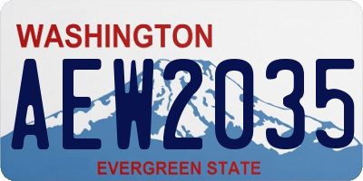 WA license plate AEW2035