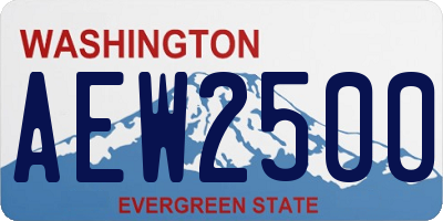 WA license plate AEW2500