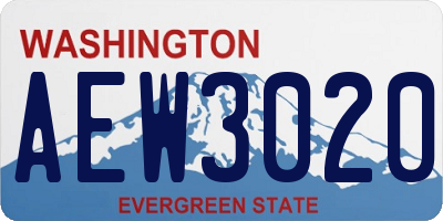 WA license plate AEW3020