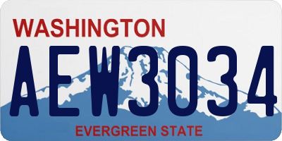 WA license plate AEW3034