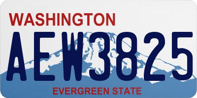WA license plate AEW3825