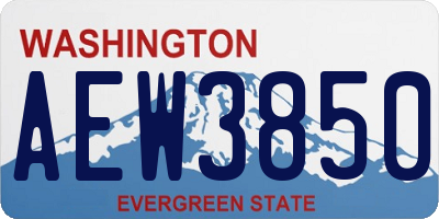 WA license plate AEW3850
