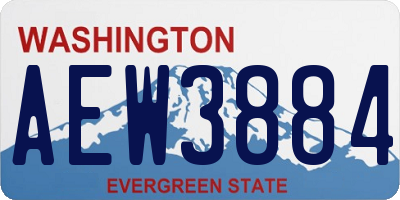 WA license plate AEW3884