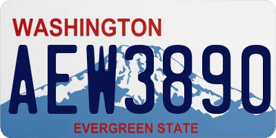 WA license plate AEW3890