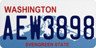 WA license plate AEW3898