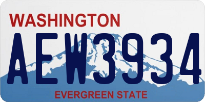 WA license plate AEW3934
