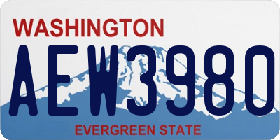 WA license plate AEW3980